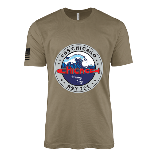 USS Chicago (SSN-721) Submarine T-Shirt V2 Tactically Acquired Coyote Brown S