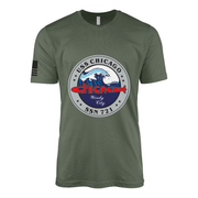 USS Chicago (SSN-721) Submarine T-Shirt V2 Tactically Acquired Military Green L