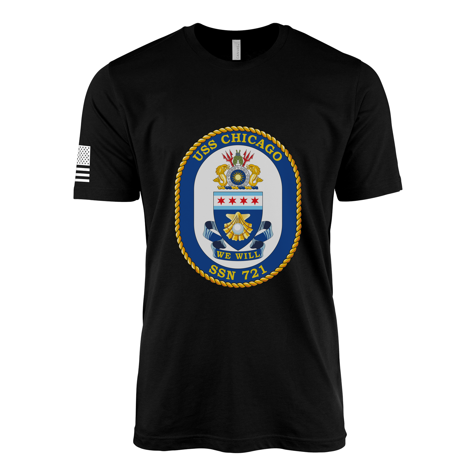 USS Chicago (SSN-721) Submarine T-Shirt Tactically Acquired Black M