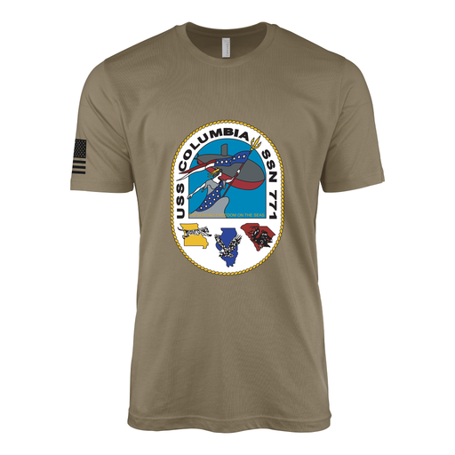 USS Columbia (SSN-771) Submarine T-Shirt Tactically Acquired Coyote Brown S