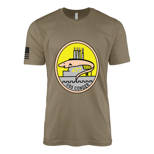 USS Conger (SS-477) Submarine T-Shirt Tactically Acquired Coyote Brown S