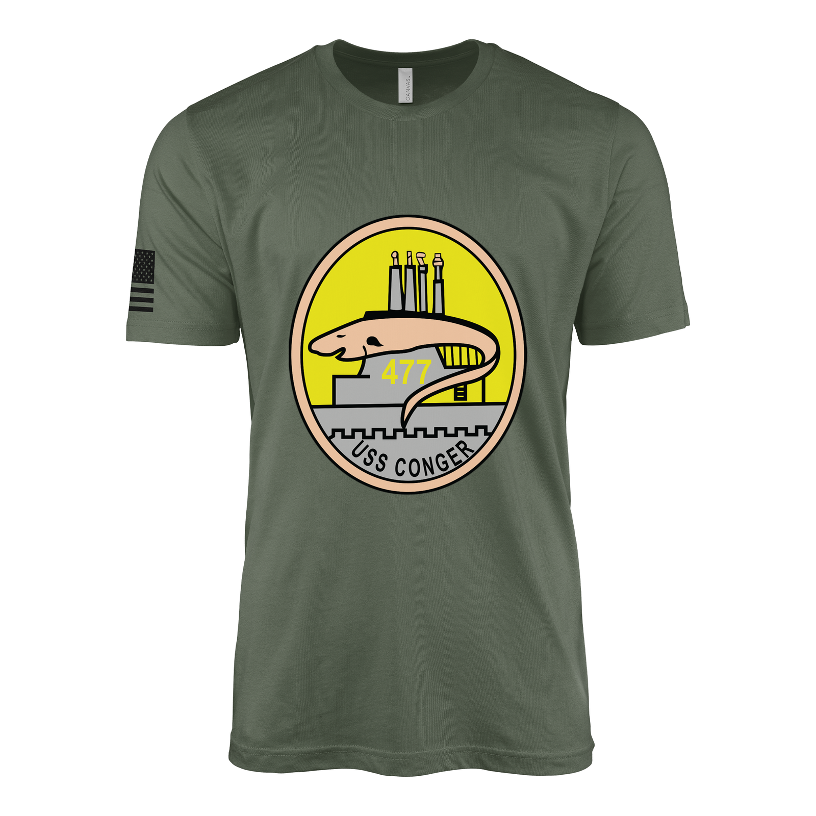 USS Conger (SS-477) Submarine T-Shirt Tactically Acquired Military Green L
