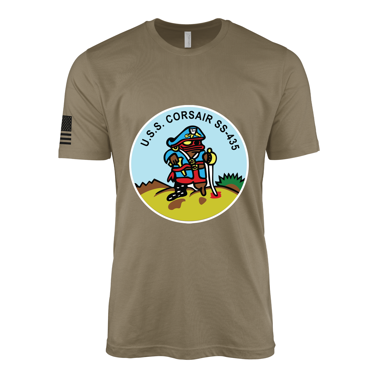 USS Corsair (SS-435) Submarine T-Shirt Tactically Acquired Coyote Brown S
