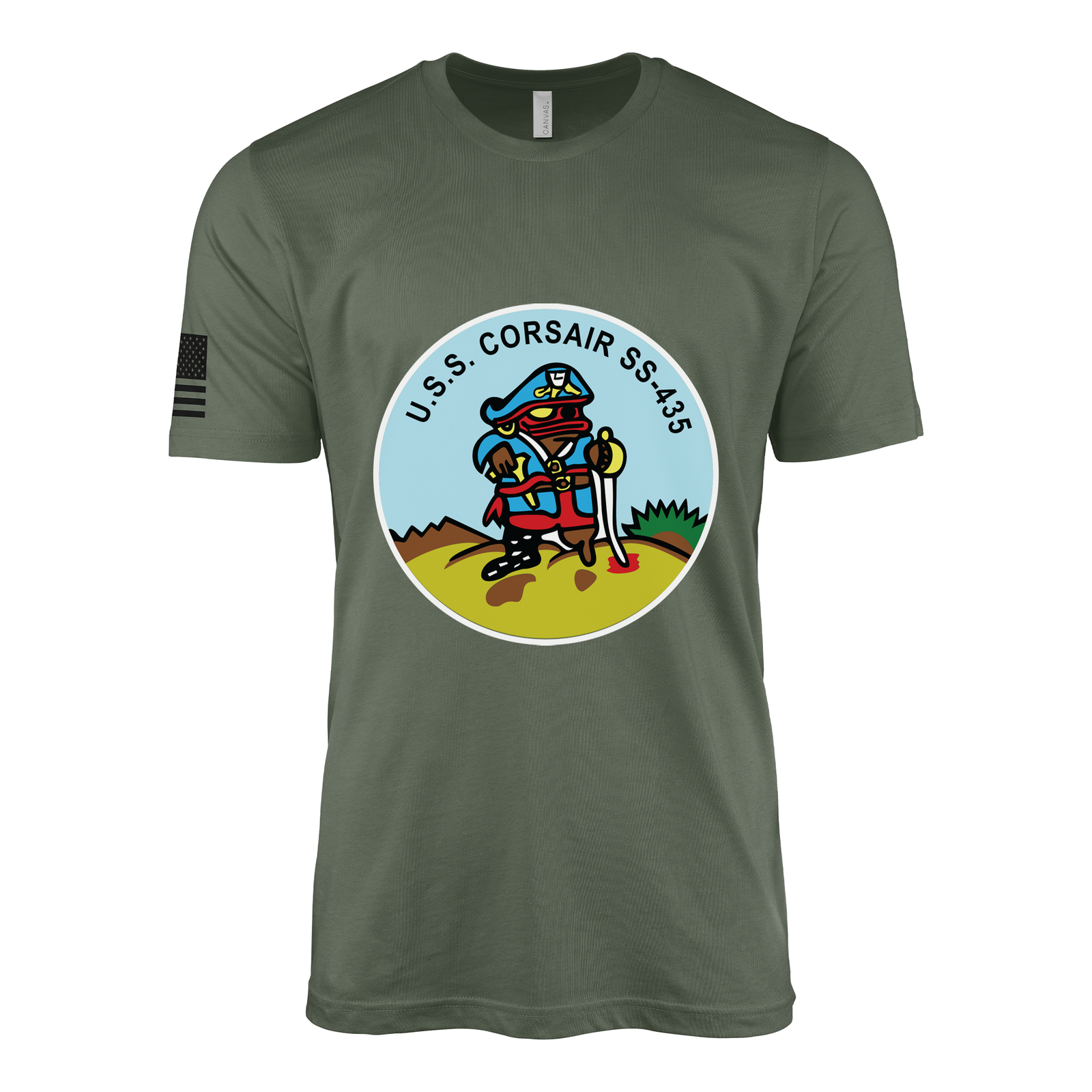 USS Corsair (SS-435) Submarine T-Shirt Tactically Acquired Military Green L