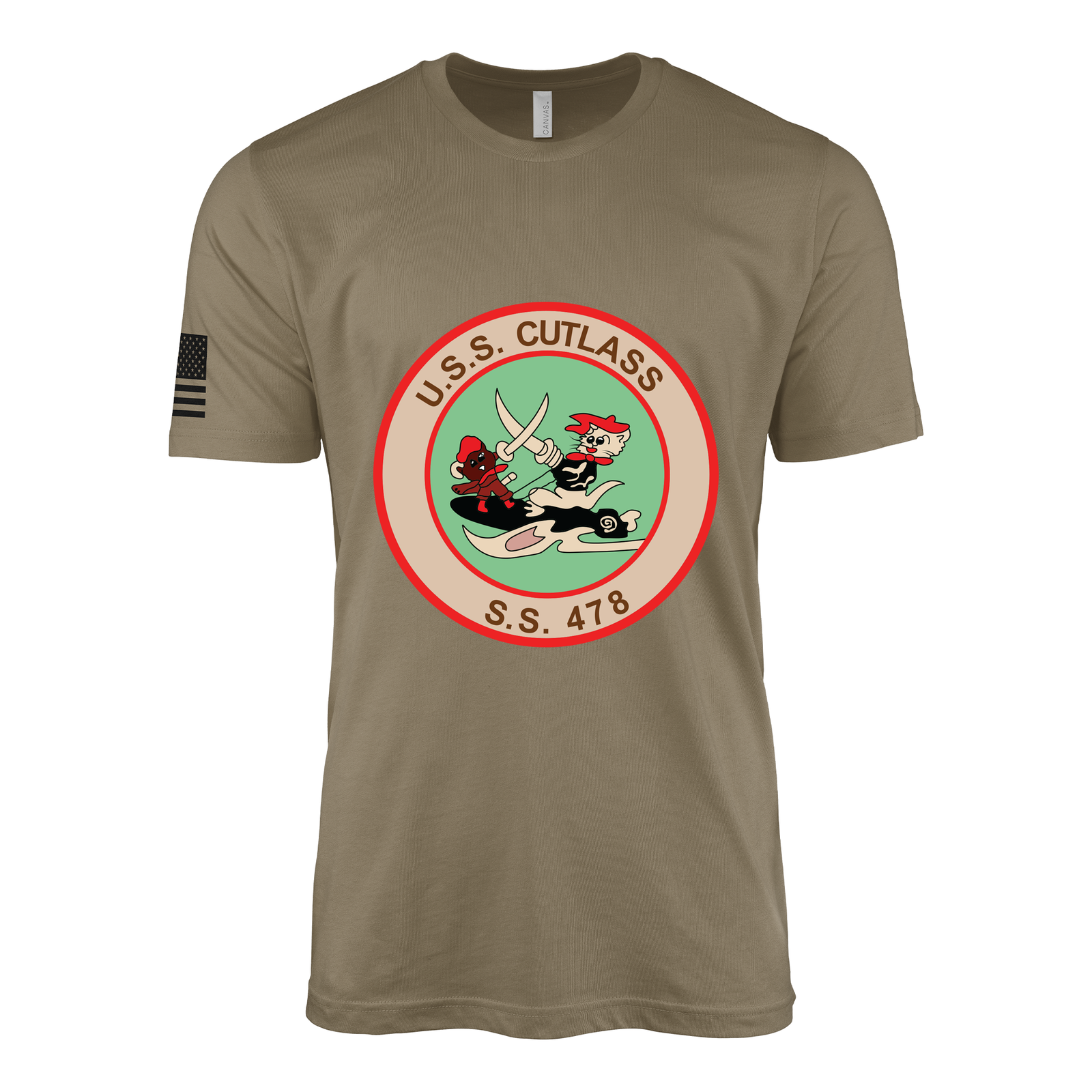 USS Cutlass (SS-478) Submarine T-Shirt Tactically Acquired Coyote Brown S