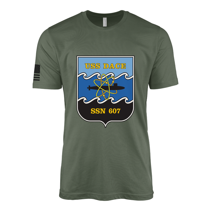USS Dace (SSN-607) Submarine T-Shirt Tactically Acquired Military Green L