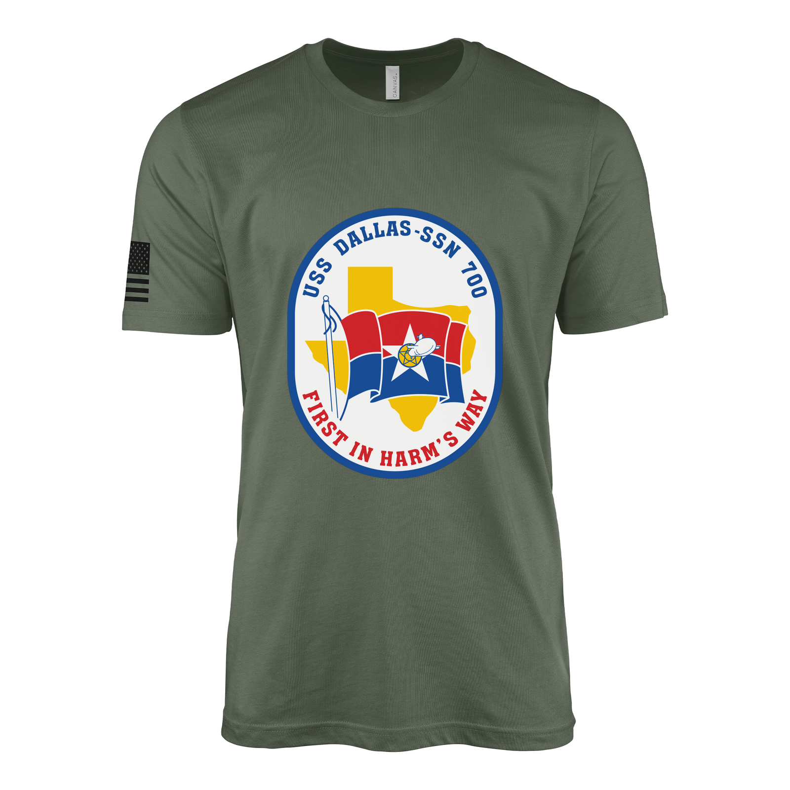 USS Dallas (SSN-700) Submarine T-Shirt Tactically Acquired Military Green L