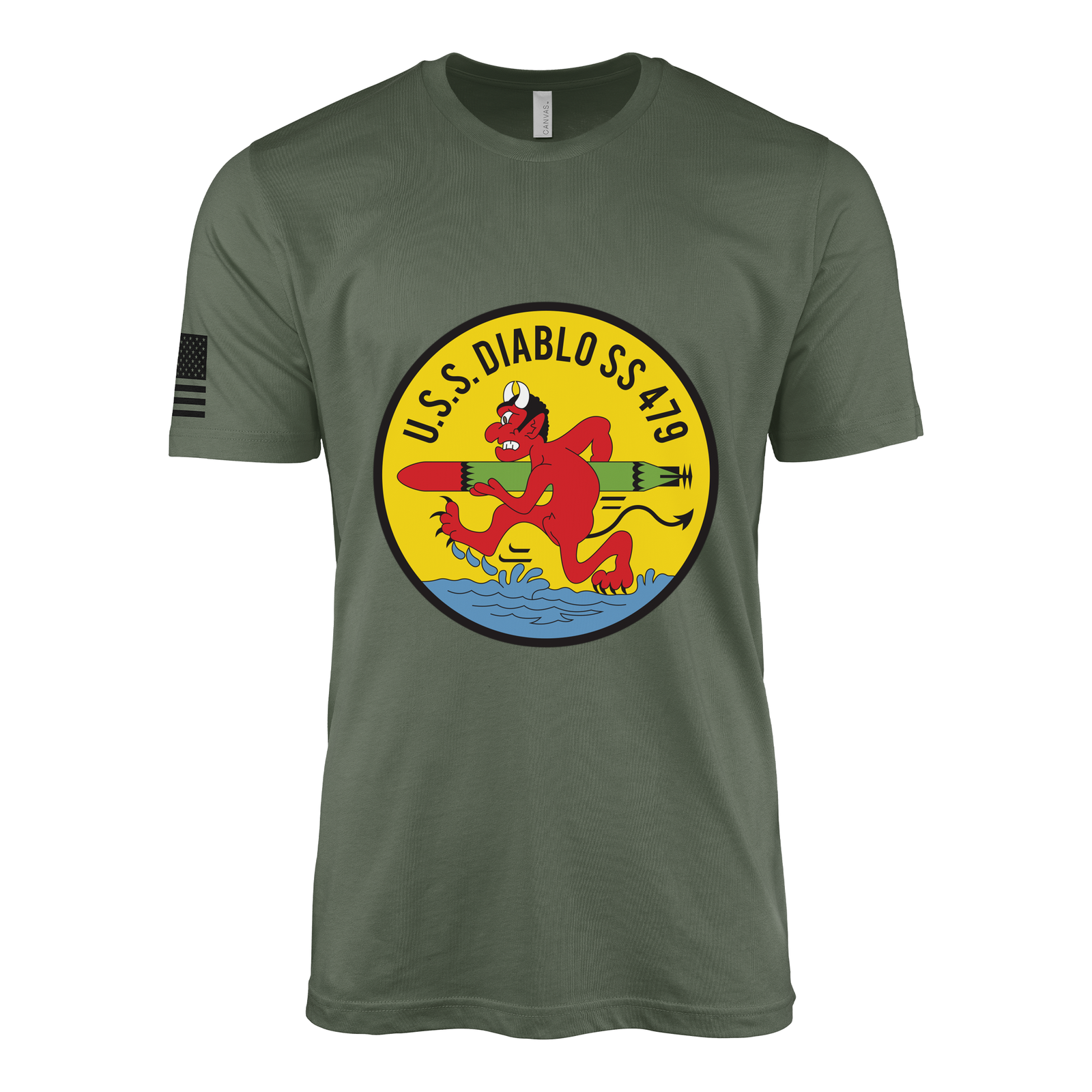 USS Diablo (SS-479) Submarine T-Shirt Tactically Acquired Military Green L