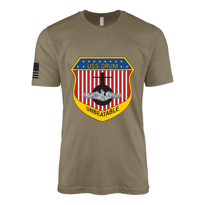 USS Drum (SSN-677) Submarine T-Shirt Tactically Acquired Coyote Brown S