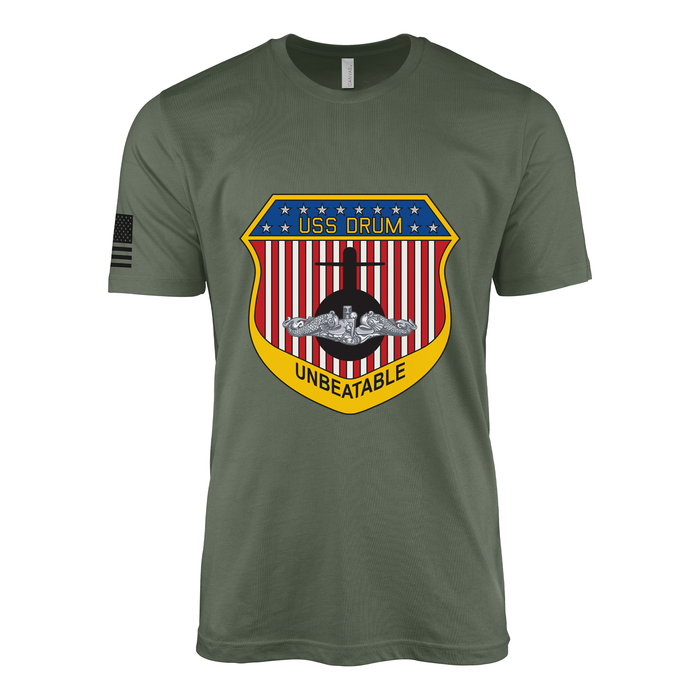 USS Drum (SSN-677) Submarine T-Shirt Tactically Acquired Military Green L