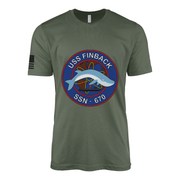 USS Finback (SSN-670) Submarine T-Shirt Tactically Acquired Military Green L