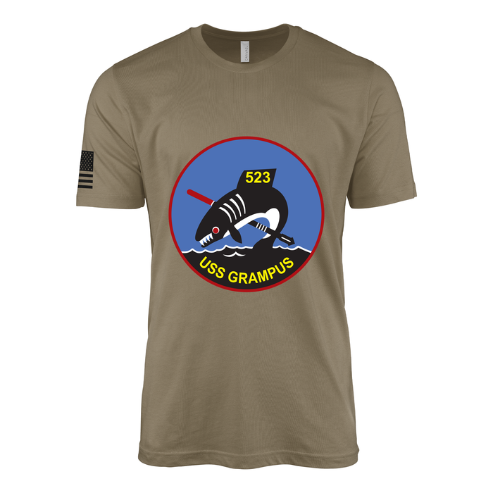 USS Grampus (SS-523) Submarine T-Shirt Tactically Acquired Coyote Brown S