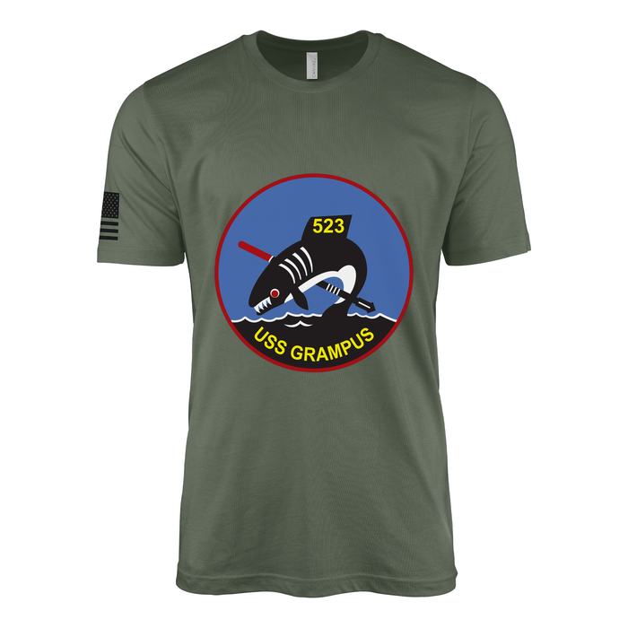 USS Grampus (SS-523) Submarine T-Shirt Tactically Acquired Military Green L