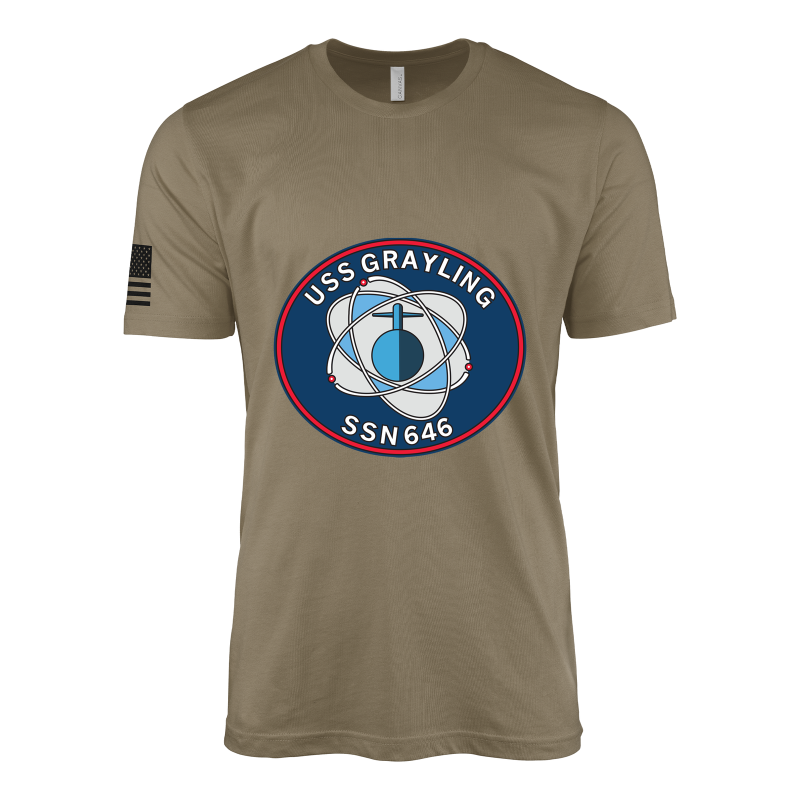 USS Grayling (SSN-646) Submarine T-Shirt Tactically Acquired Coyote Brown S