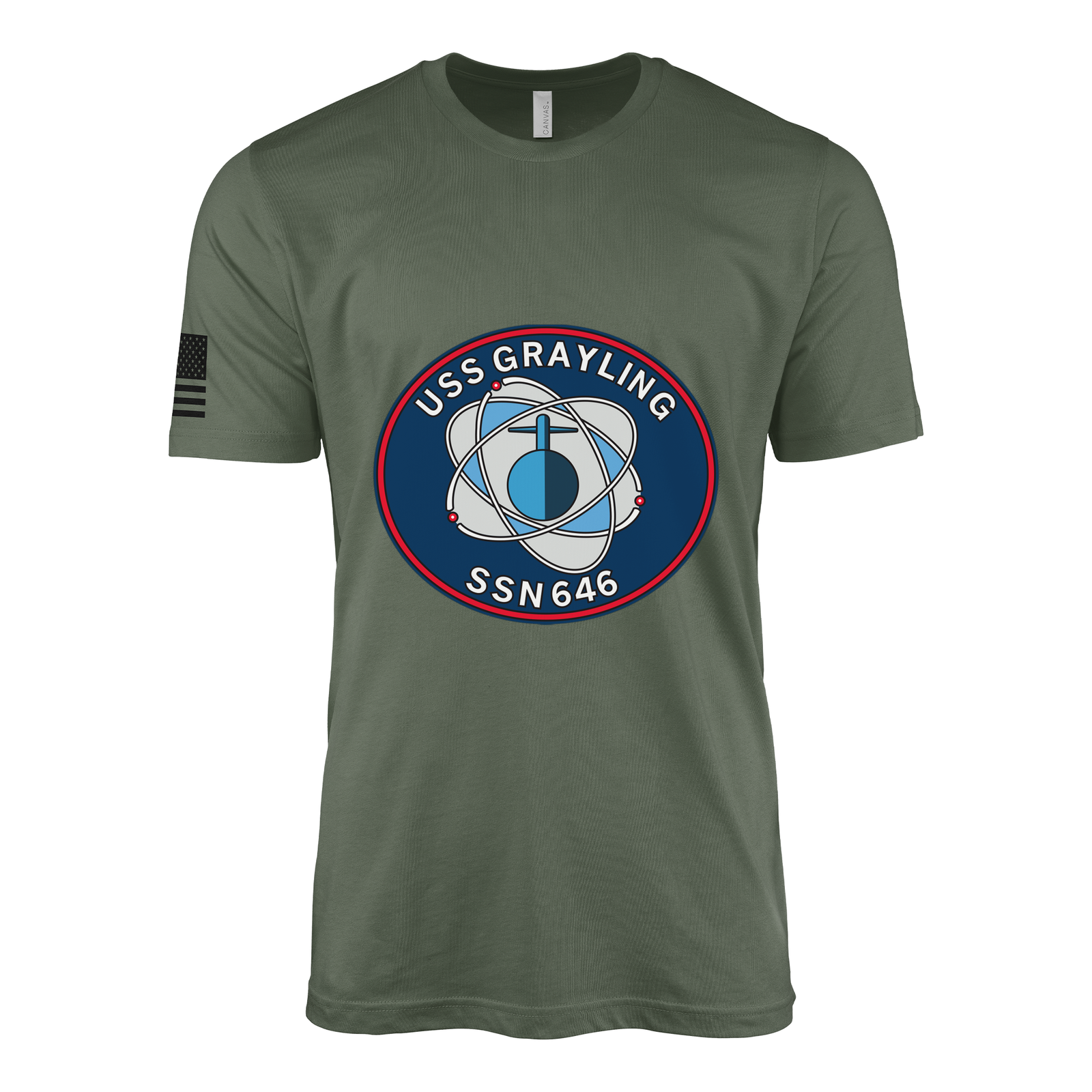 USS Grayling (SSN-646) Submarine T-Shirt Tactically Acquired Military Green L