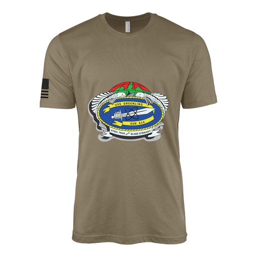 USS Greenling (SSN-614) Submarine T-Shirt Tactically Acquired Coyote Brown S
