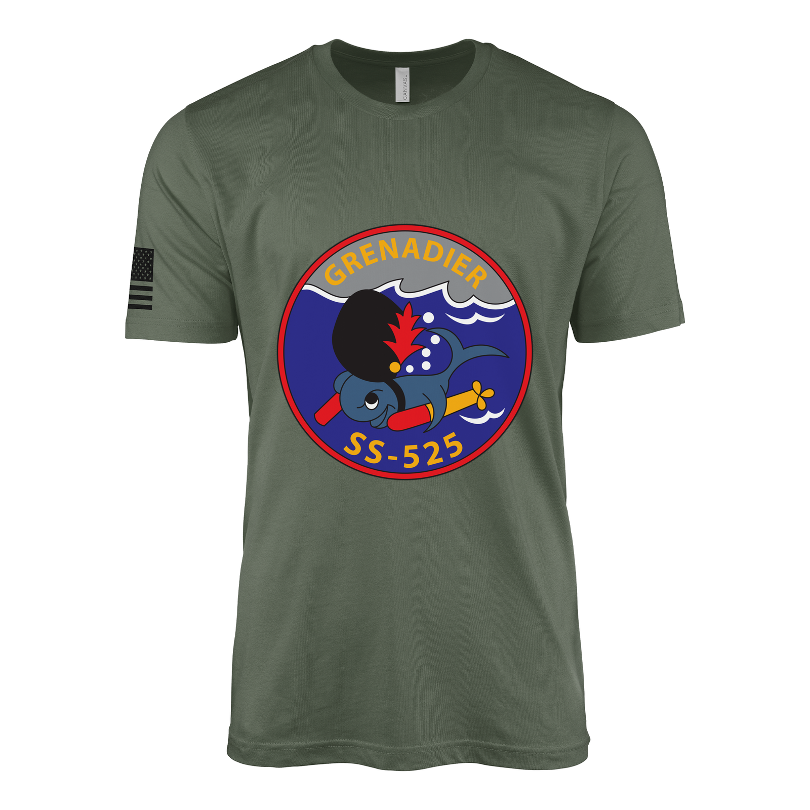 USS Grenadier (SS-525) Submarine T-Shirt Tactically Acquired Military Green L