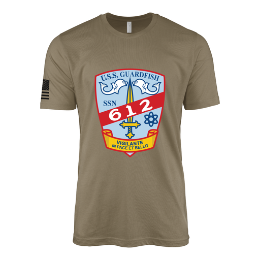 USS Guardfish (SSN-612) Submarine T-Shirt Tactically Acquired Coyote Brown S