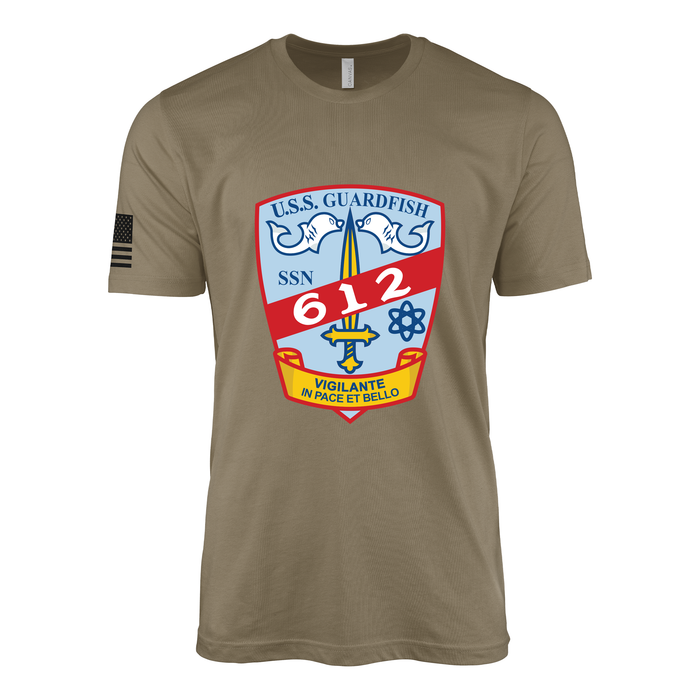 USS Guardfish (SSN-612) Submarine T-Shirt Tactically Acquired Coyote Brown S