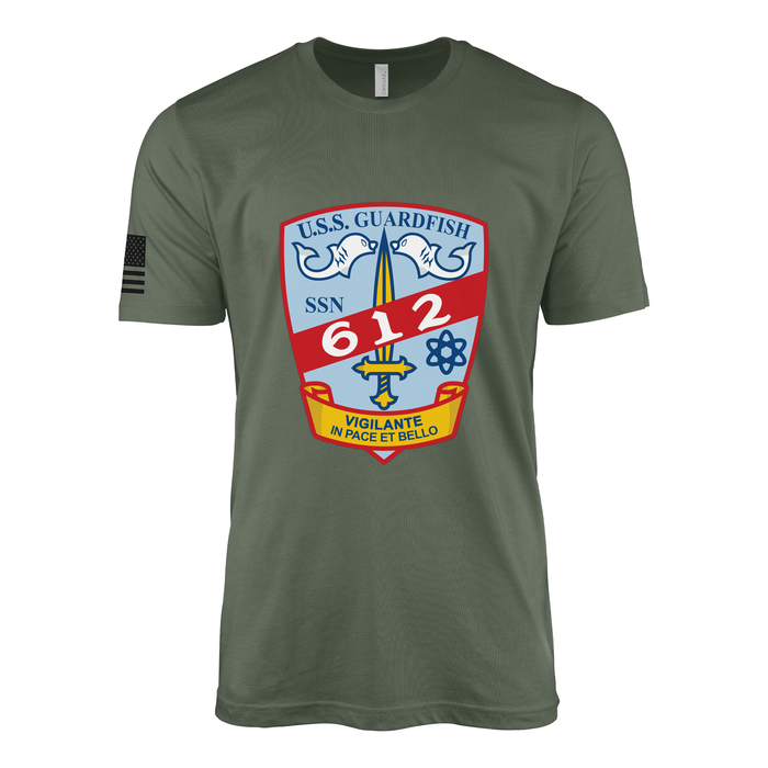 USS Guardfish (SSN-612) Submarine T-Shirt Tactically Acquired Military Green L