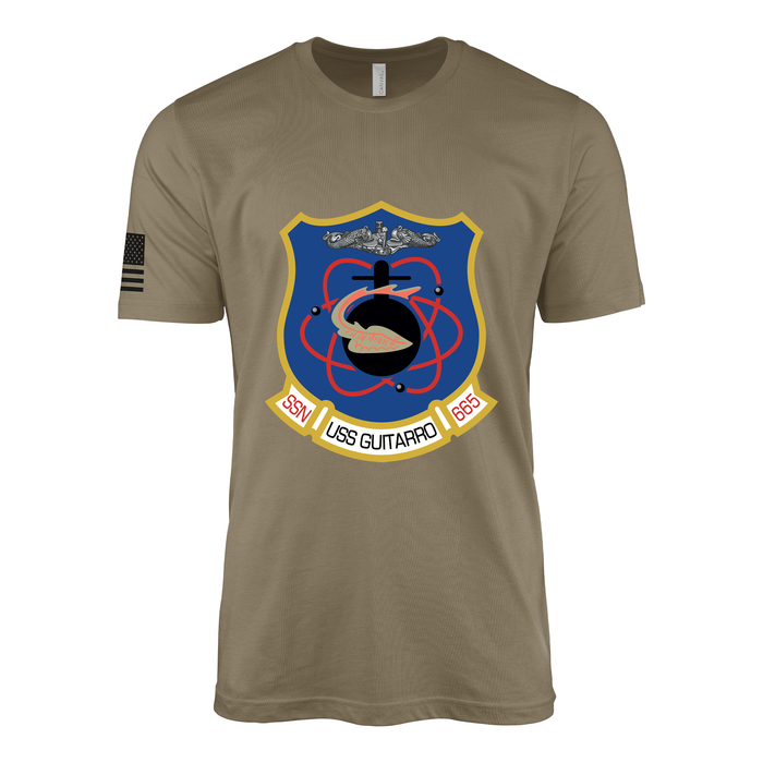 USS Guitarro (SSN-665) Submarine T-Shirt Tactically Acquired Coyote Brown S