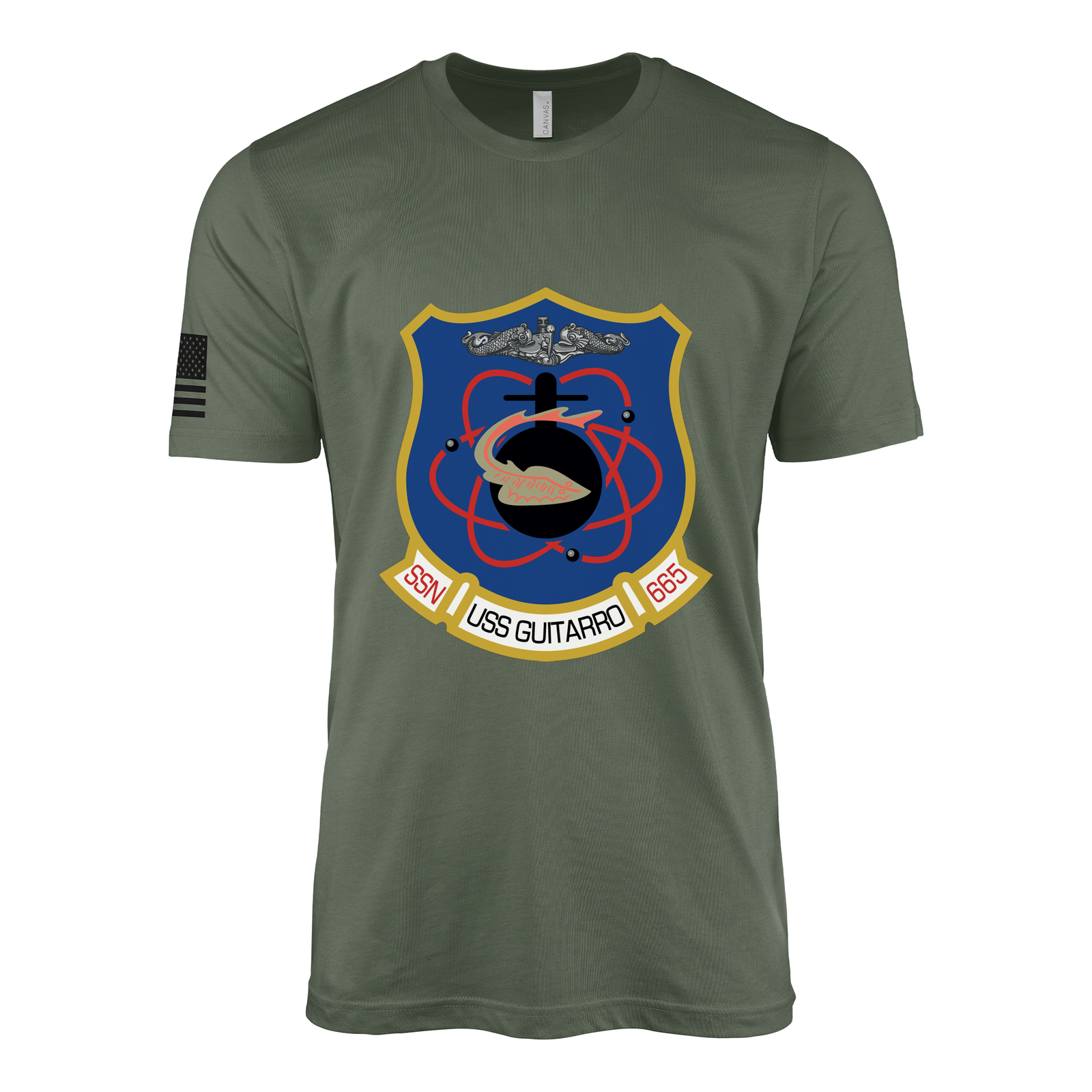 USS Guitarro (SSN-665) Submarine T-Shirt Tactically Acquired Military Green L