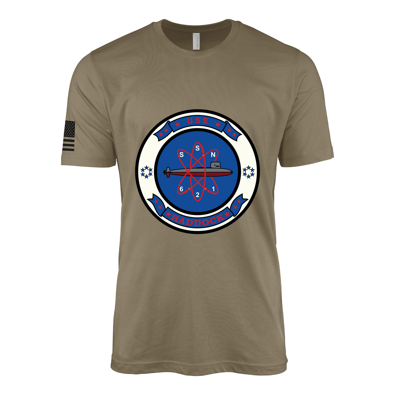 USS Haddock (SSN-621) Submarine T-Shirt Tactically Acquired Coyote Brown S