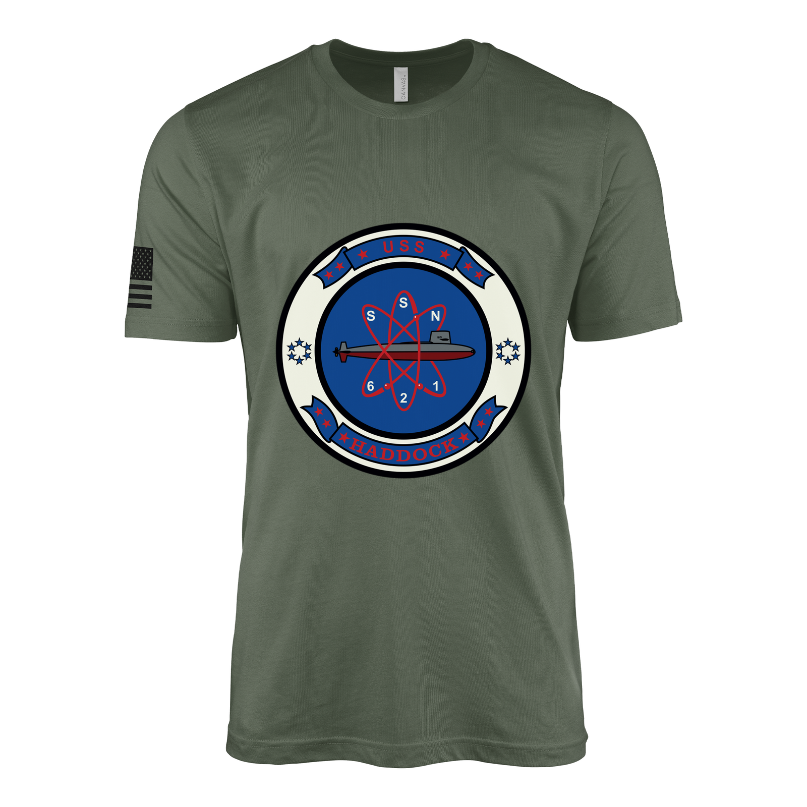 USS Haddock (SSN-621) Submarine T-Shirt Tactically Acquired Military Green L