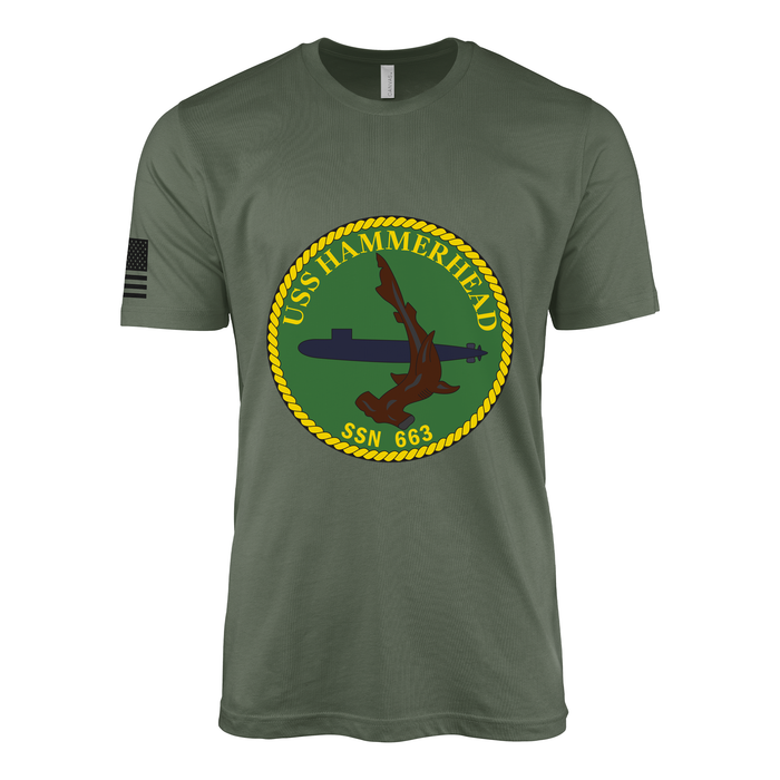 USS Hammerhead (SSN-663) Submarine T-Shirt Tactically Acquired Military Green L