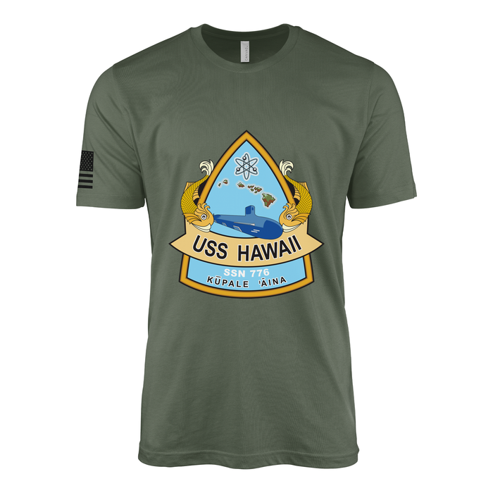 USS Hawaii (SSN-776) Submarine T-Shirt Tactically Acquired Military Green L