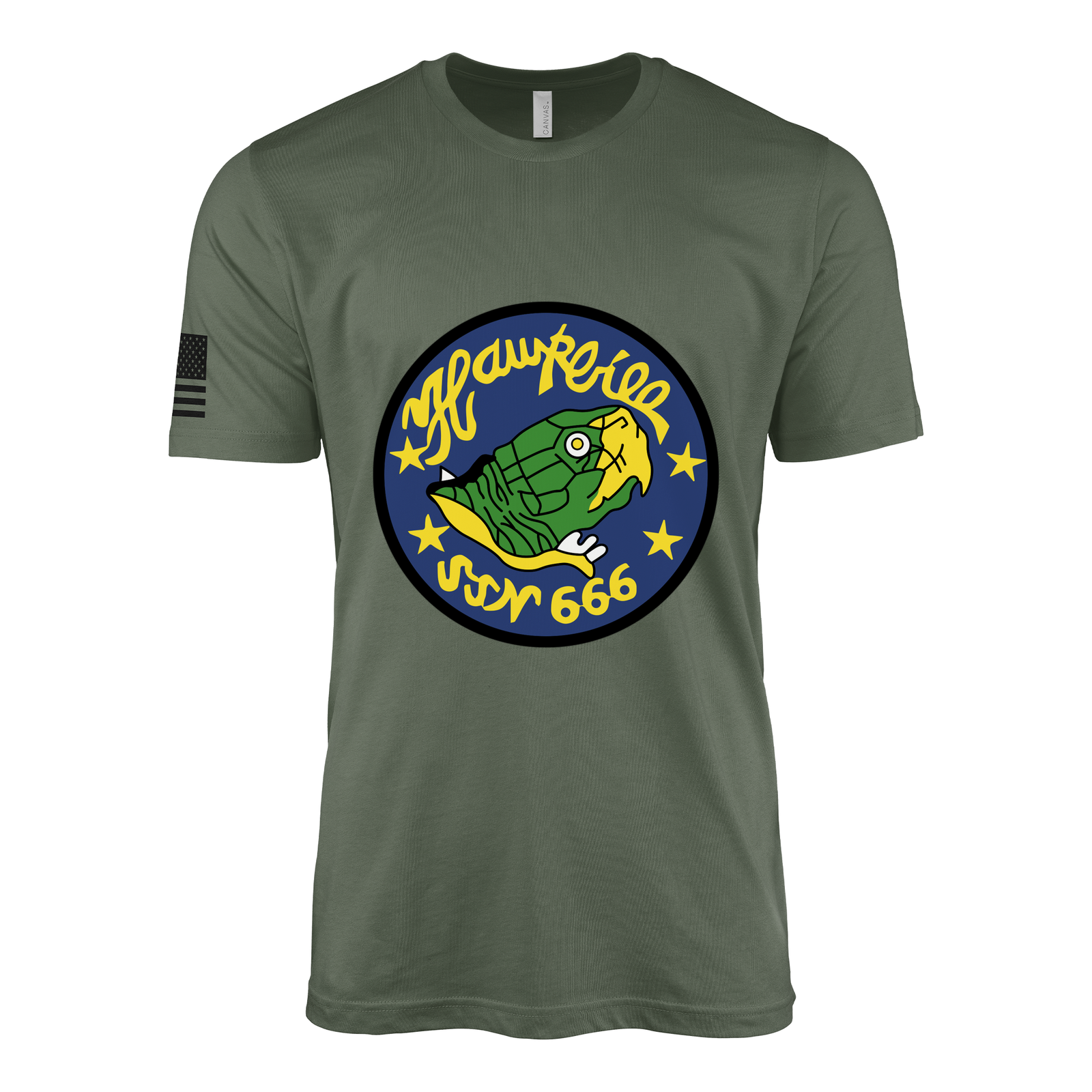USS Hawkbill (SSN-666) Submarine T-Shirt Tactically Acquired Military Green L
