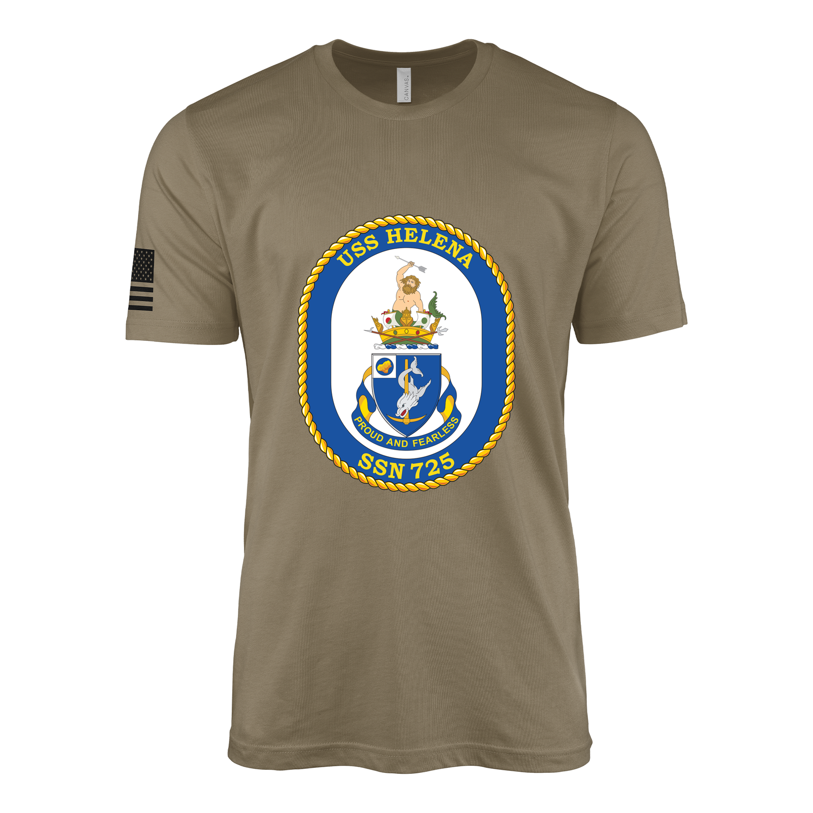 USS Helena (SSN-725) Submarine T-Shirt Tactically Acquired Coyote Brown S