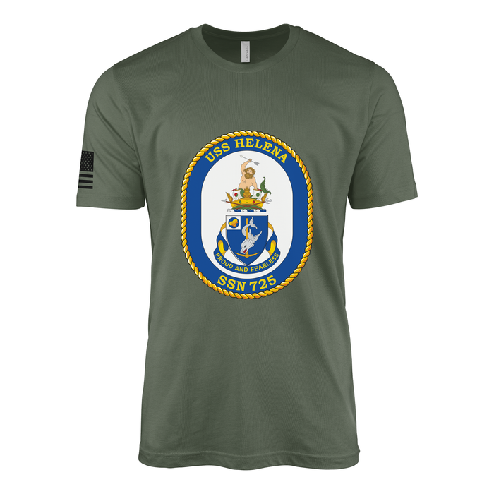 USS Helena (SSN-725) Submarine T-Shirt Tactically Acquired Military Green L