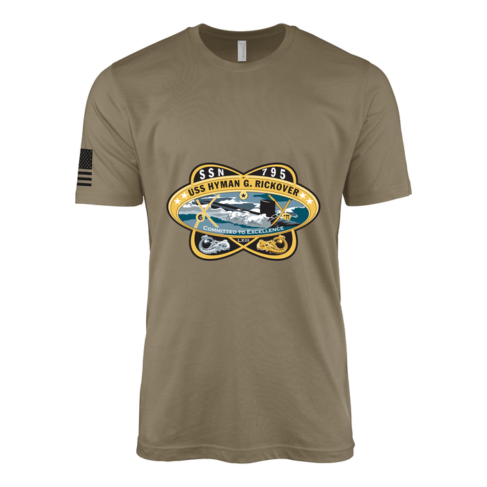 USS Hyman G Rickover (SSN-795) Submarine T-Shirt Tactically Acquired Coyote Brown S
