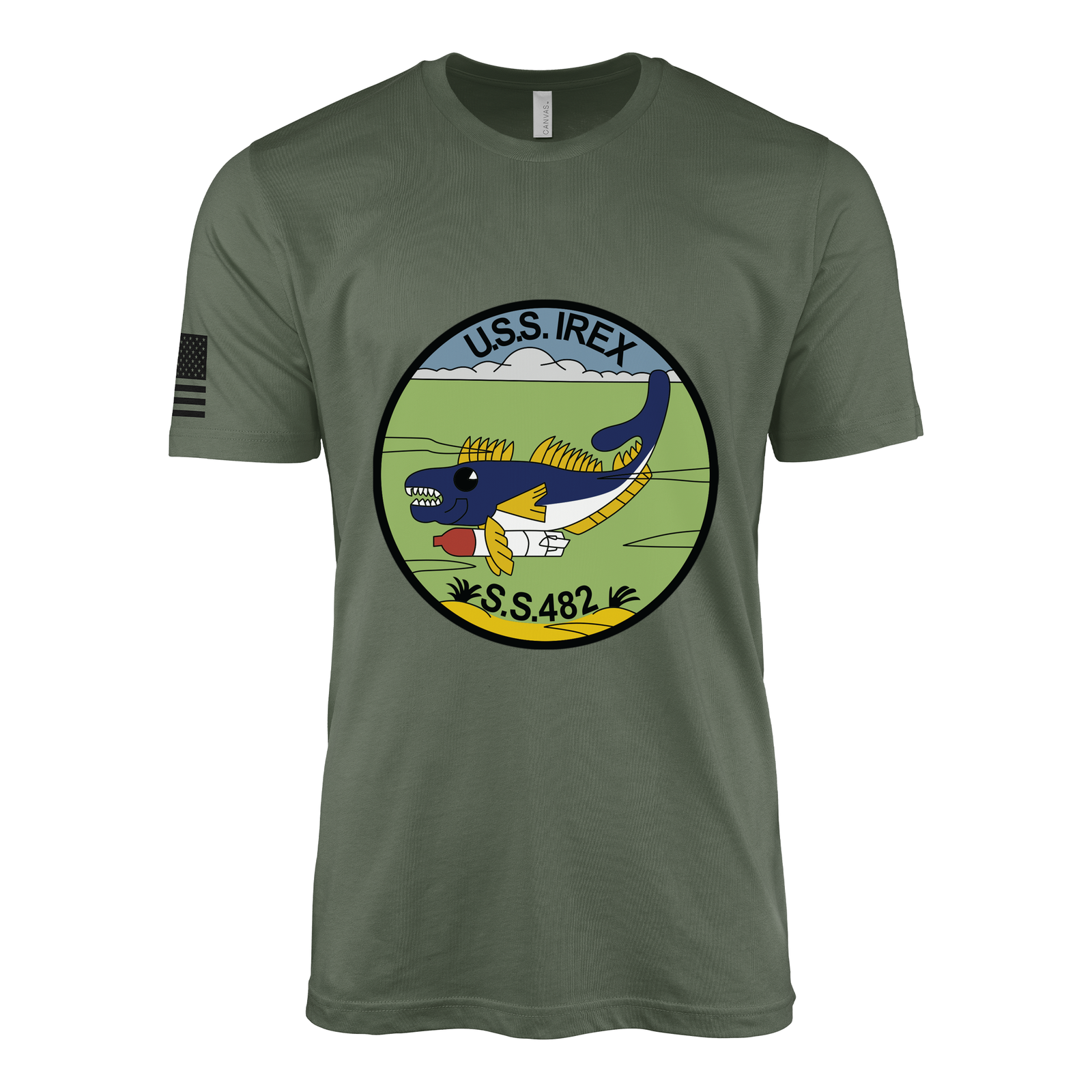 USS Irex (SS-482) Submarine T-Shirt Tactically Acquired Military Green L