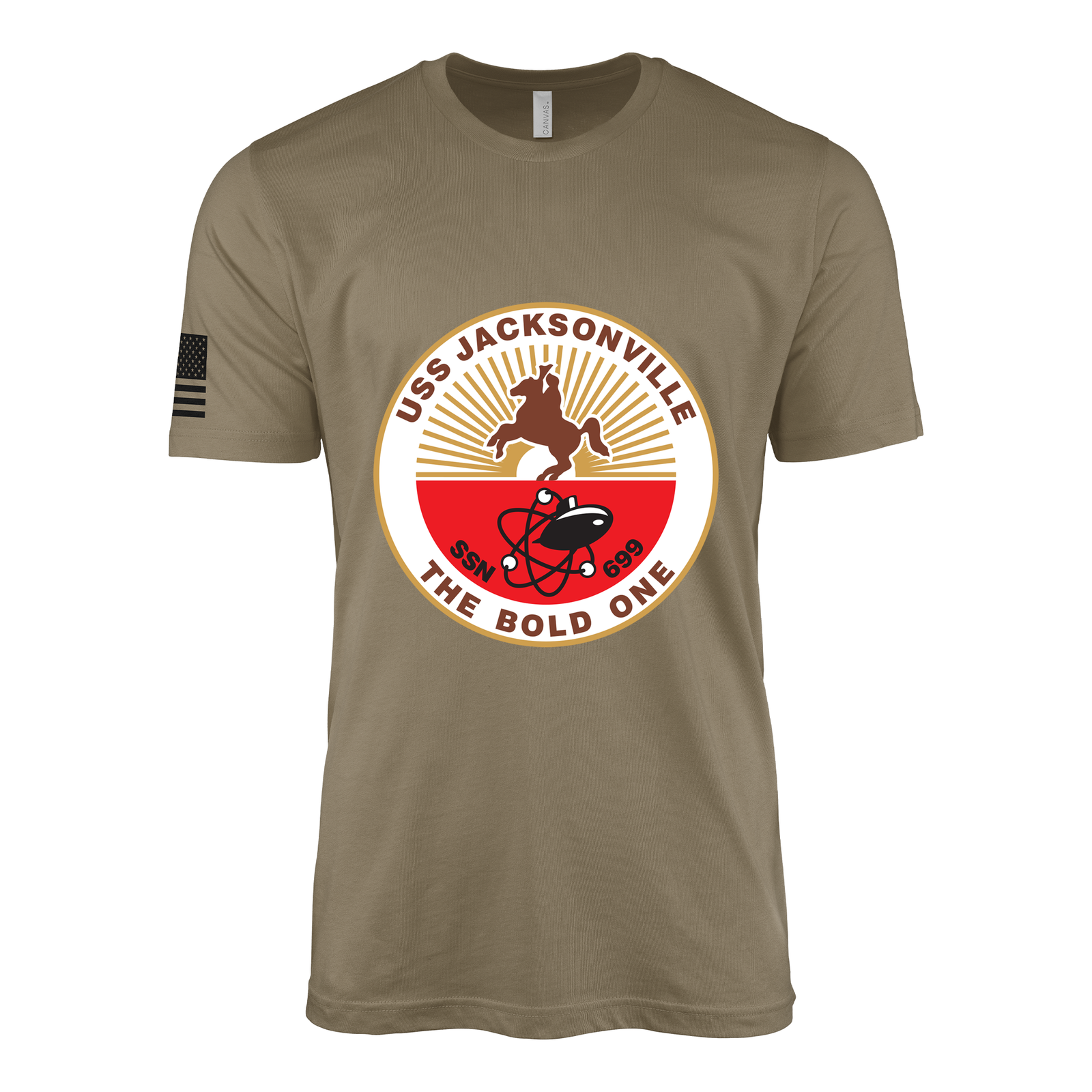 USS Jacksonville (SSN-699) Submarine T-Shirt Tactically Acquired Coyote Brown S