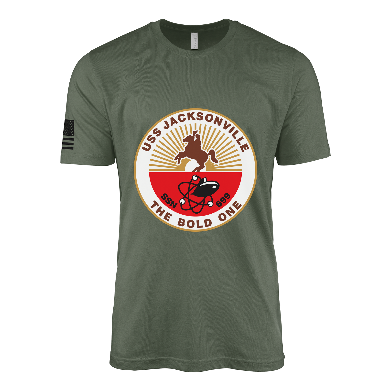 USS Jacksonville (SSN-699) Submarine T-Shirt Tactically Acquired Military Green XL