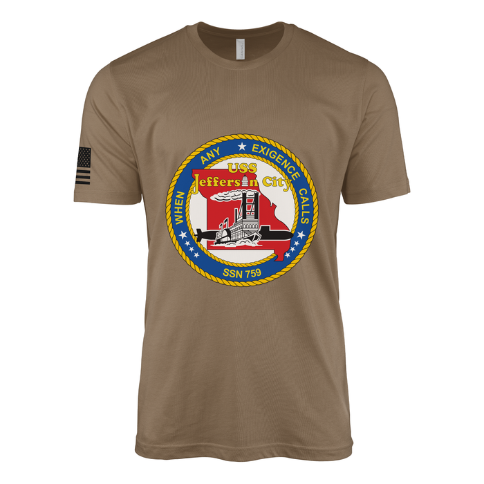 USS Jefferson City (SSN-759) Submarine T-Shirt Tactically Acquired Woodland Brown M