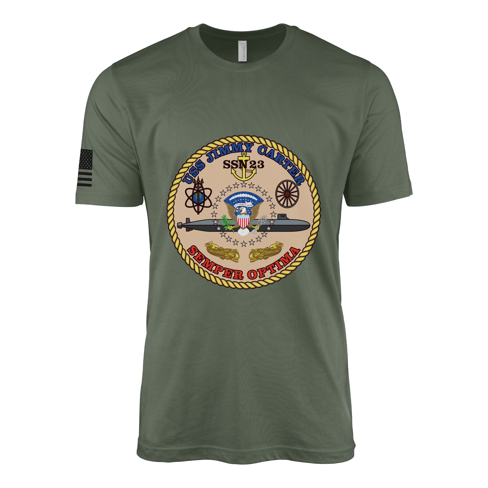 USS Jimmy Carter (SSN-23) Submarine T-Shirt Tactically Acquired Military Green XL