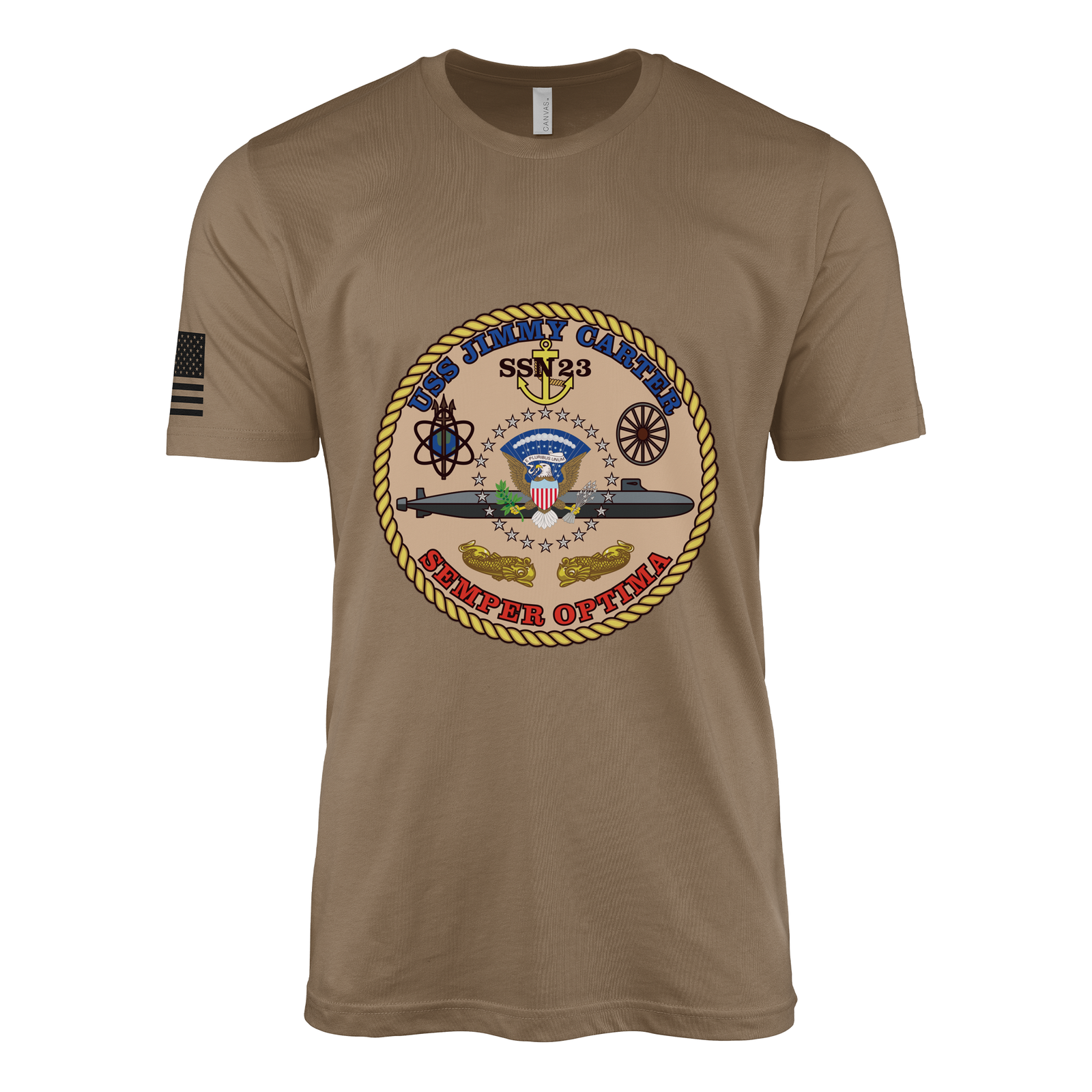 USS Jimmy Carter (SSN-23) Submarine T-Shirt Tactically Acquired Woodland Brown M