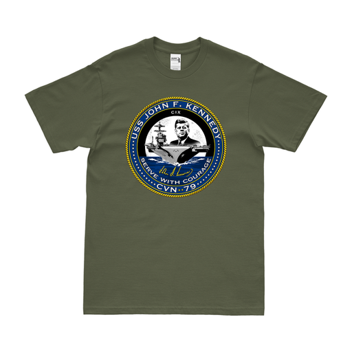 USS John F. Kennedy CVN-79 T-Shirt Tactically Acquired Military Green Clean Small