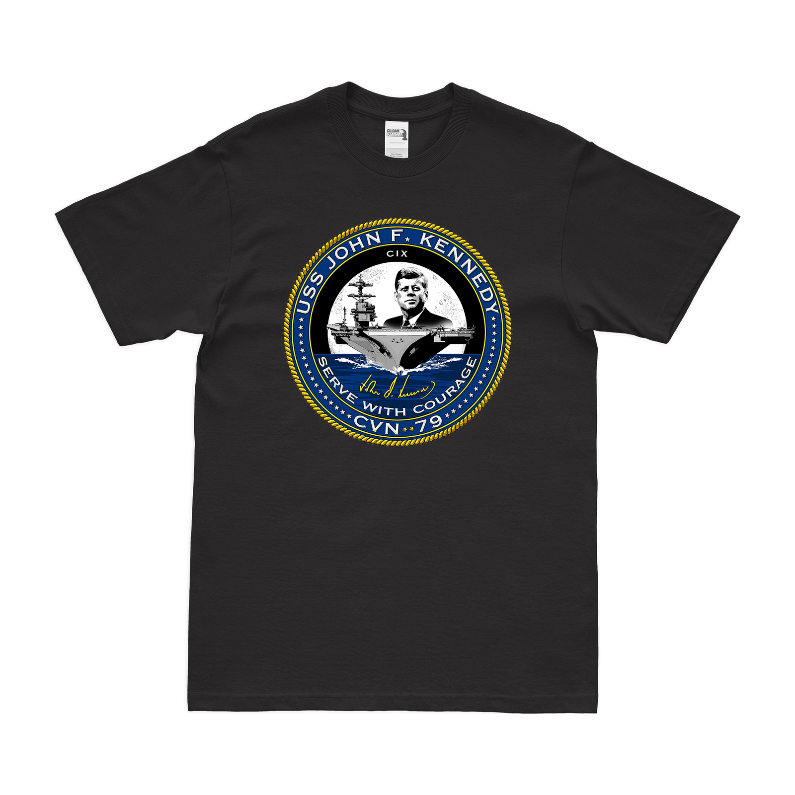 USS John F. Kennedy CVN-79 T-Shirt Tactically Acquired Black Clean Small
