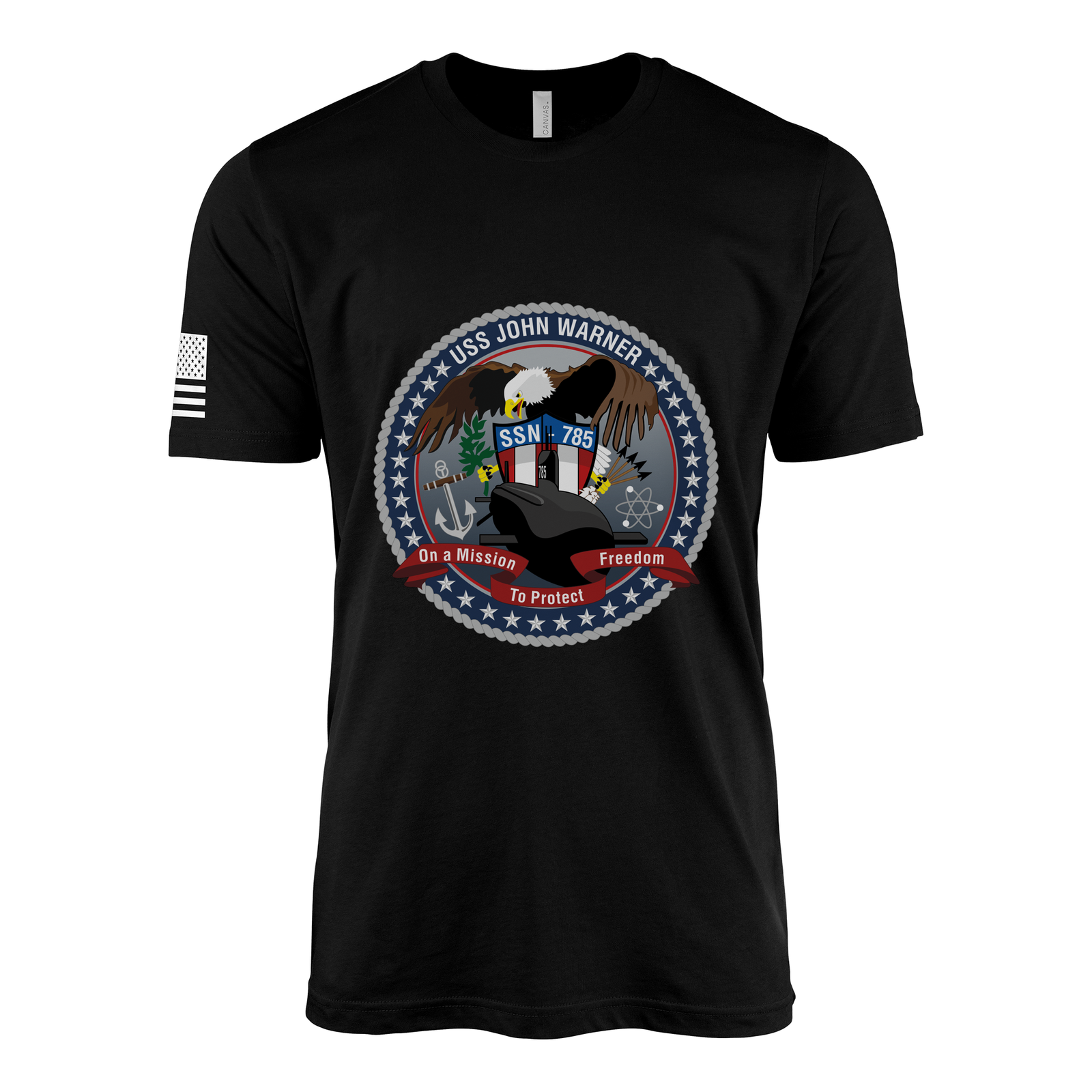 USS John Warner (SSN-785) Submarine T-Shirt Tactically Acquired Black L