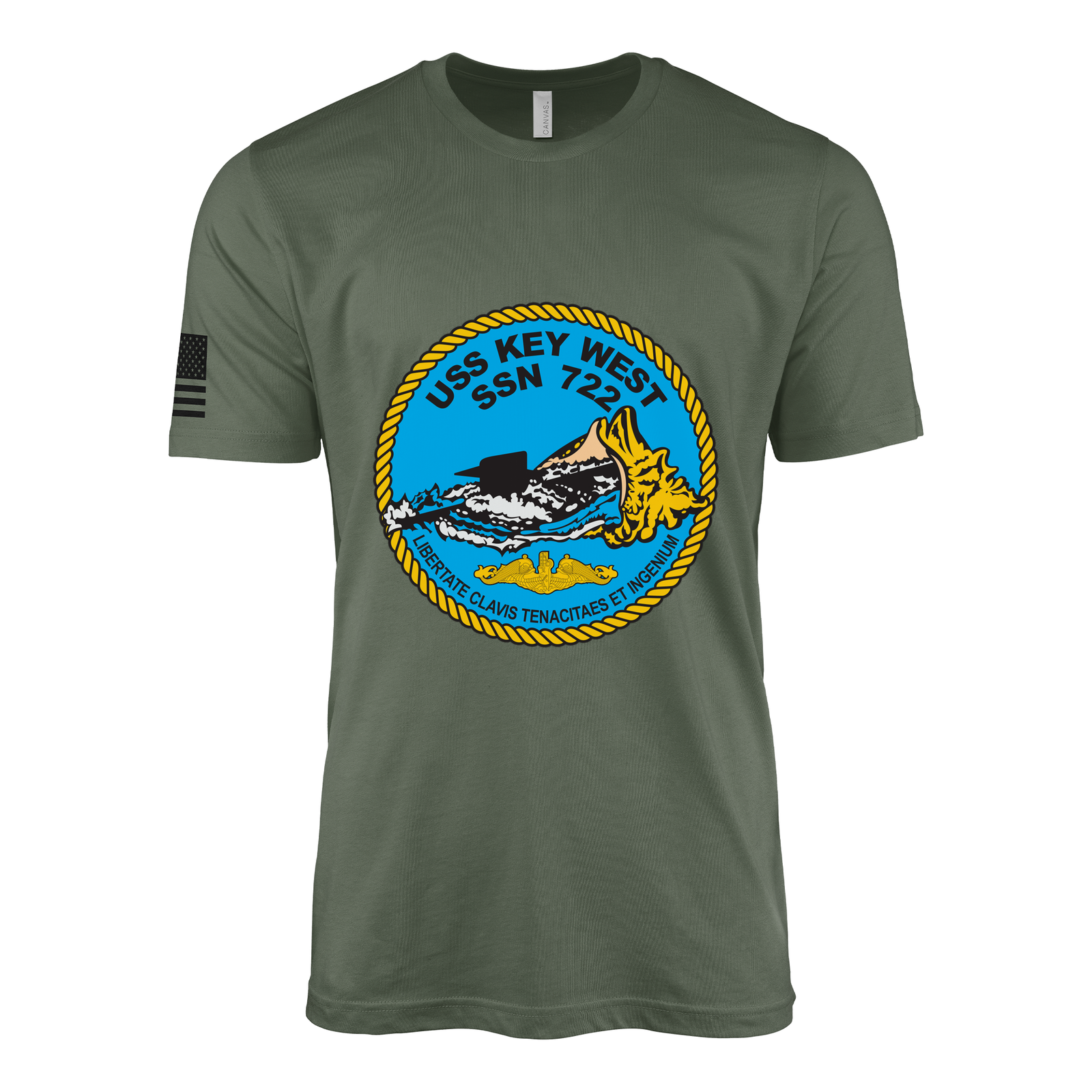 USS Key West (SSN-722) Submarine T-Shirt Tactically Acquired Military Green XL