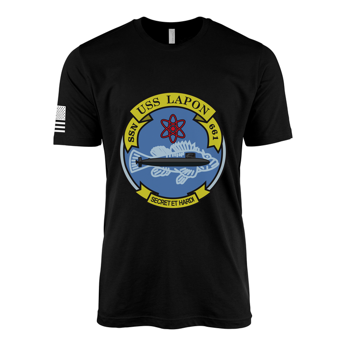 USS Lapon (SSN-661) Submarine T-Shirt Tactically Acquired Black L