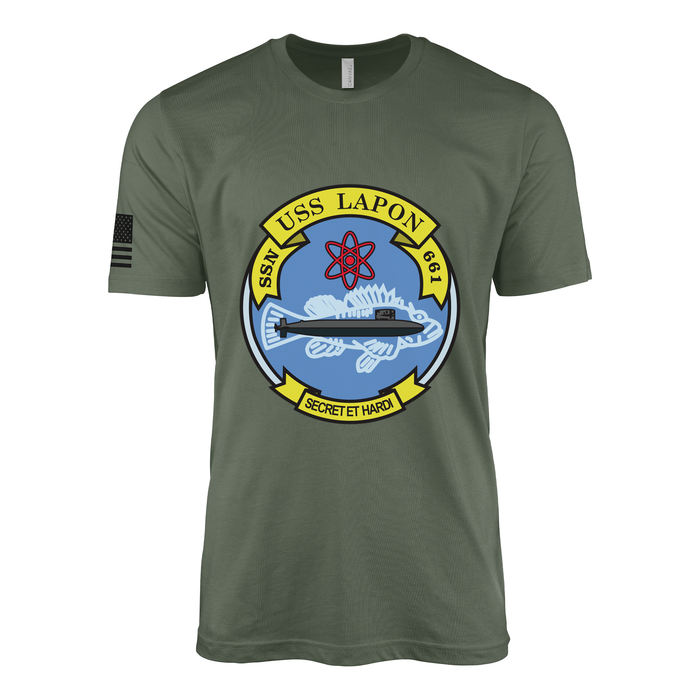 USS Lapon (SSN-661) Submarine T-Shirt Tactically Acquired Military Green XL