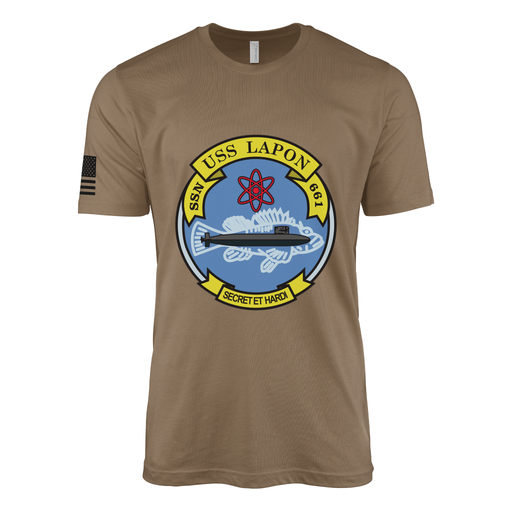 USS Lapon (SSN-661) Submarine T-Shirt Tactically Acquired Woodland Brown M