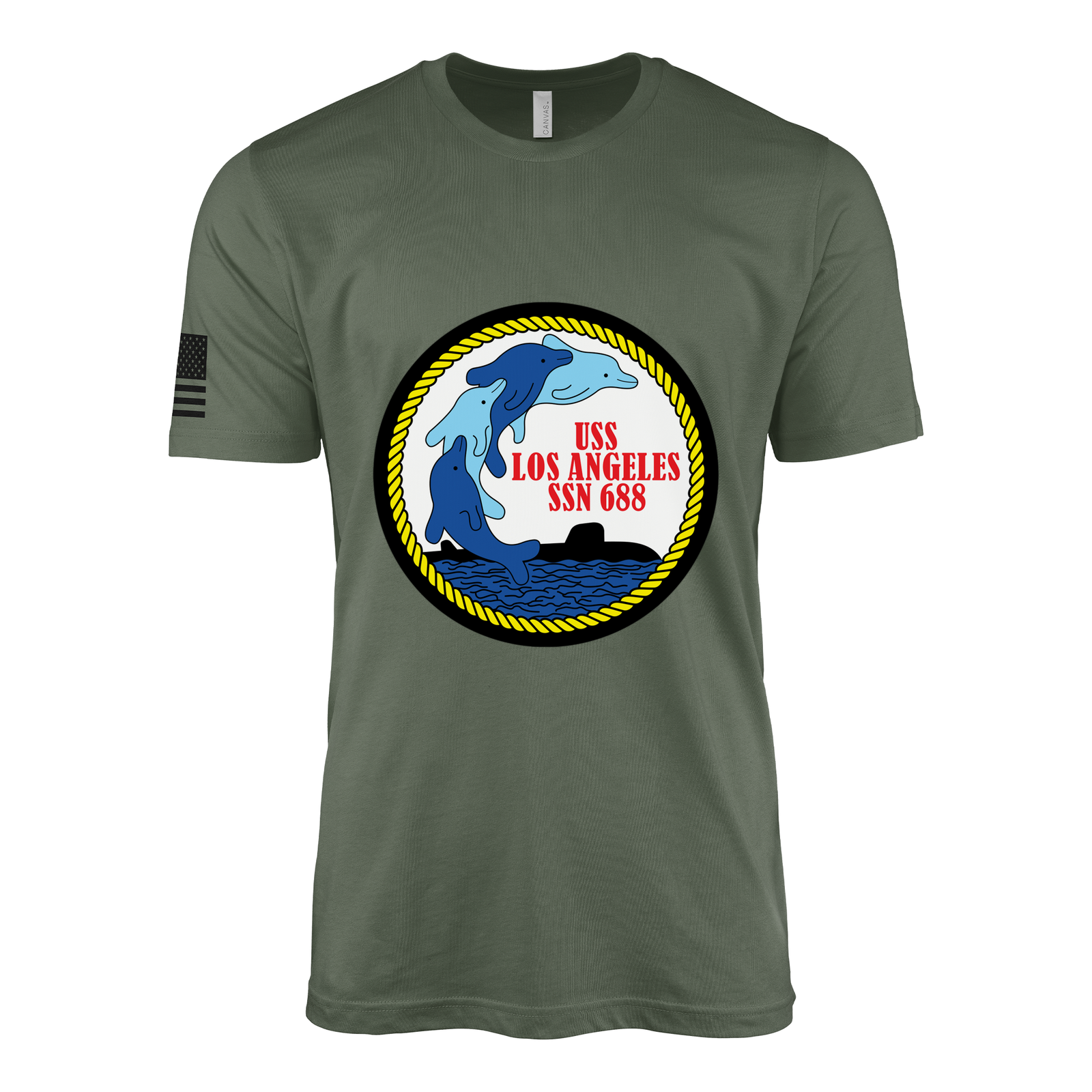 USS Los Angeles (SSN-688) Submarine T-Shirt Tactically Acquired Military Green XL