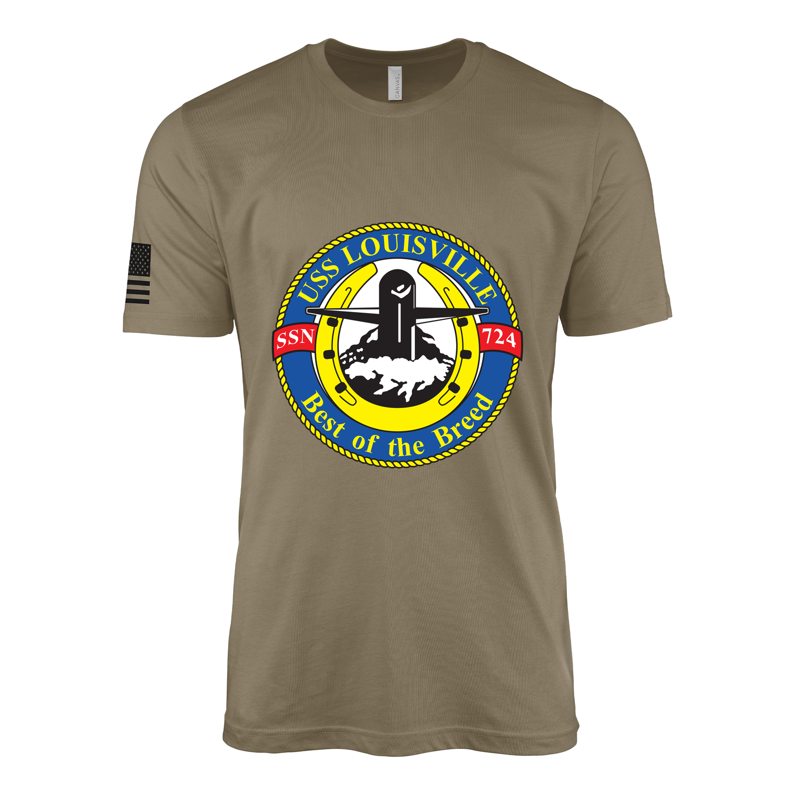 USS Louisville (SSN-724) Submarine T-Shirt Tactically Acquired Coyote Brown S