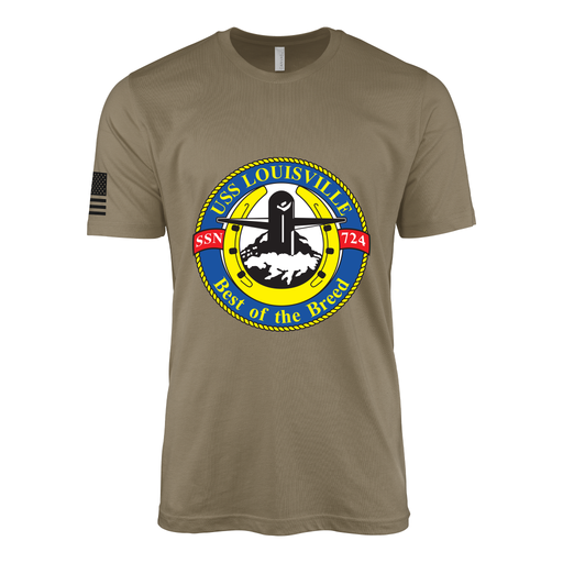USS Louisville (SSN-724) Submarine T-Shirt Tactically Acquired Coyote Brown S